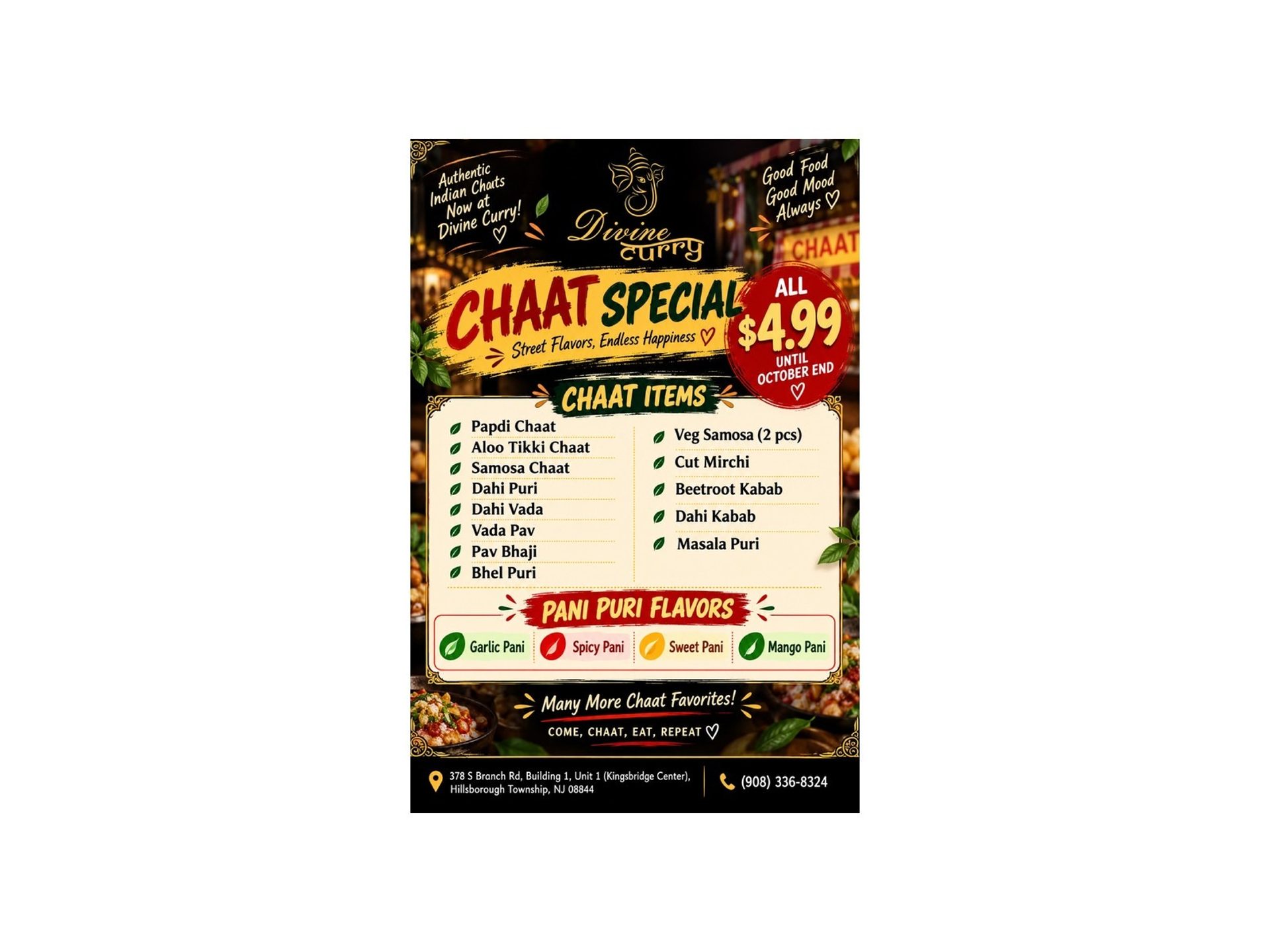 New Chaat Menu Launch: ALL Chaats $4.99 Until October 31, 2026